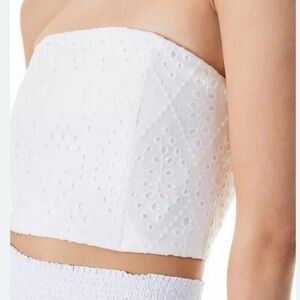 Alice + Olivia White Eyelet Strapless Top